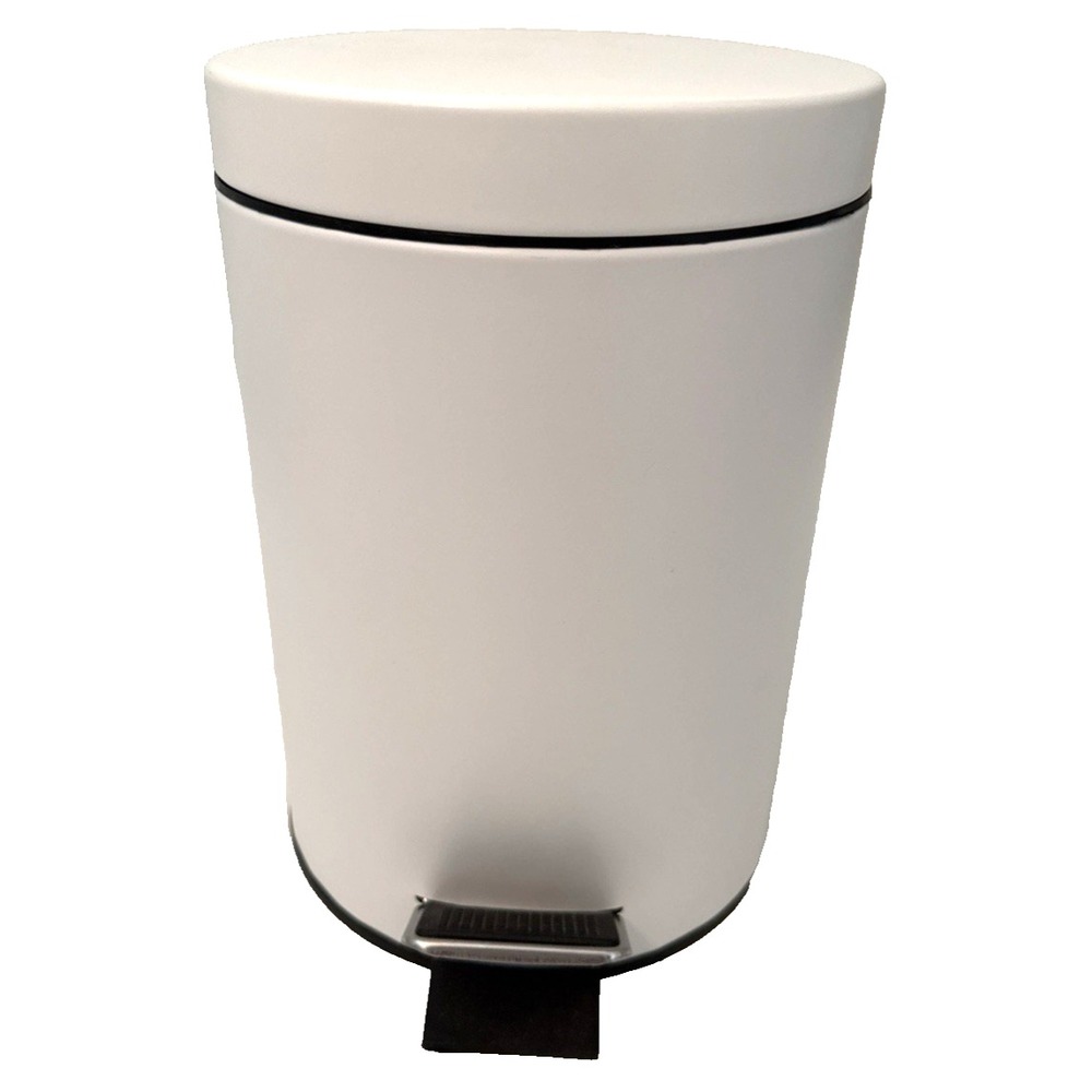 Small Metal White 2 Liter Step Trash Can with Removable Liner 9.5" x 6.75"